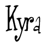The image contains the word 'Kyra' written in a cursive, stylized font.