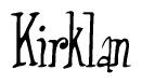 The image contains the word 'Kirklan' written in a cursive, stylized font.