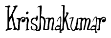 The image is a stylized text or script that reads 'Krishnakumar' in a cursive or calligraphic font.