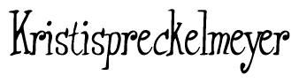 The image is a stylized text or script that reads 'Kristispreckelmeyer' in a cursive or calligraphic font.