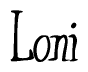 The image is of the word Loni stylized in a cursive script.
