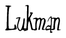 The image is of the word Lukman stylized in a cursive script.
