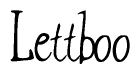 The image is of the word Lettboo stylized in a cursive script.