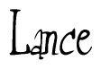The image is of the word Lance stylized in a cursive script.
