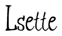 The image contains the word 'Lsette' written in a cursive, stylized font.
