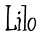 The image is a stylized text or script that reads 'Lilo' in a cursive or calligraphic font.