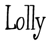 The image contains the word 'Lolly' written in a cursive, stylized font.