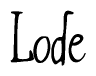 The image is of the word Lode stylized in a cursive script.