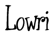 The image is of the word Lowri stylized in a cursive script.