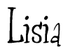 The image contains the word 'Lisia' written in a cursive, stylized font.