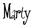 The image contains the word 'Marty' written in a cursive, stylized font.