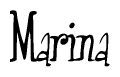 The image contains the word 'Marina' written in a cursive, stylized font.