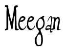 The image is a stylized text or script that reads 'Meegan' in a cursive or calligraphic font.