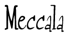 The image is of the word Meccala stylized in a cursive script.