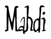 The image contains the word 'Mahdi' written in a cursive, stylized font.