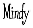The image is a stylized text or script that reads 'Mindy' in a cursive or calligraphic font.