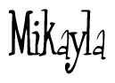 The image is a stylized text or script that reads 'Mikayla' in a cursive or calligraphic font.