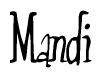 The image contains the word 'Mandi' written in a cursive, stylized font.