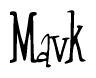 The image is a stylized text or script that reads 'Mavk' in a cursive or calligraphic font.