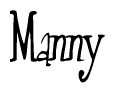 The image contains the word 'Manny' written in a cursive, stylized font.