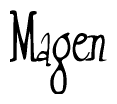 The image contains the word 'Magen' written in a cursive, stylized font.