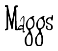 The image contains the word 'Maggs' written in a cursive, stylized font.
