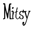 The image contains the word 'Mitsy' written in a cursive, stylized font.