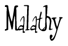 The image is a stylized text or script that reads 'Malathy' in a cursive or calligraphic font.