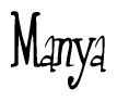 The image contains the word 'Manya' written in a cursive, stylized font.