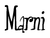 The image contains the word 'Marni' written in a cursive, stylized font.