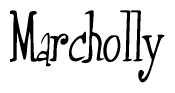 The image contains the word 'Marcholly' written in a cursive, stylized font.