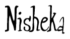 The image contains the word 'Nisheka' written in a cursive, stylized font.