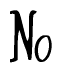 The image is a stylized text or script that reads 'No' in a cursive or calligraphic font.