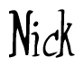 The image is of the word Nick stylized in a cursive script.