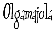 The image is of the word Olgamajola stylized in a cursive script.