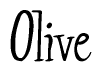 The image is of the word Olive stylized in a cursive script.