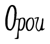 The image is of the word Opou stylized in a cursive script.