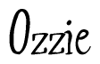 The image contains the word 'Ozzie' written in a cursive, stylized font.