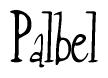 The image is of the word Palbel stylized in a cursive script.