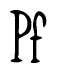 The image contains the word 'Pf' written in a cursive, stylized font.