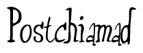 The image contains the word 'Postchiamad' written in a cursive, stylized font.