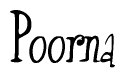 The image contains the word 'Poorna' written in a cursive, stylized font.