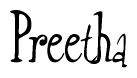 The image is a stylized text or script that reads 'Preetha' in a cursive or calligraphic font.