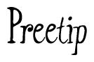 The image contains the word 'Preetip' written in a cursive, stylized font.