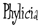 The image contains the word 'Phylicia' written in a cursive, stylized font.