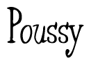 The image contains the word 'Poussy' written in a cursive, stylized font.