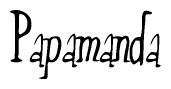 The image is of the word Papamanda stylized in a cursive script.
