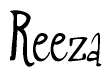 The image contains the word 'Reeza' written in a cursive, stylized font.