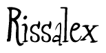 The image contains the word 'Rissalex' written in a cursive, stylized font.
