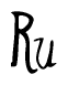 The image is of the word Ru stylized in a cursive script.